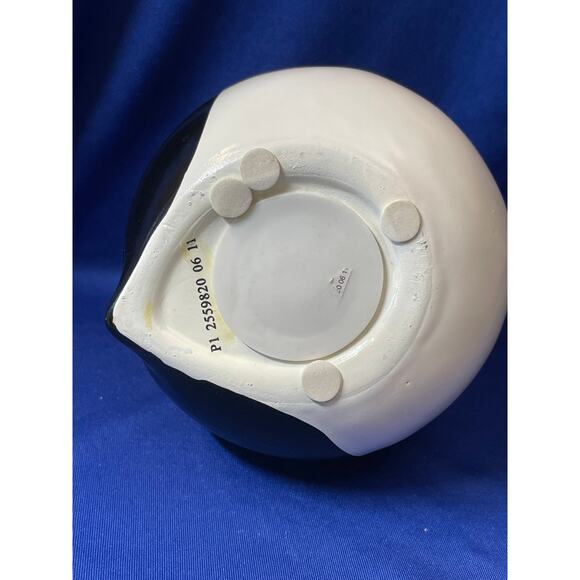 Round Porcelain Black and White Penguin Coin Bank - Picture 2 of 7